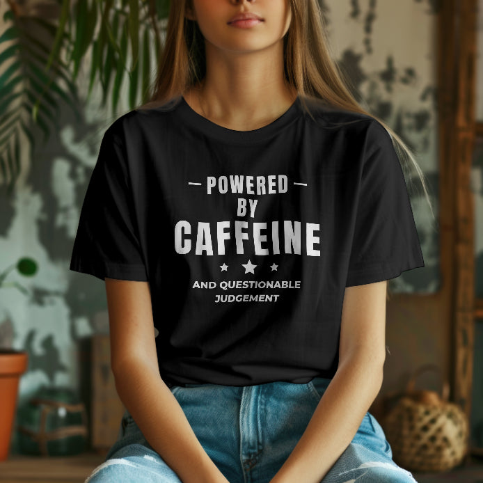 Powered by Caffeine & Questionable Judgement Black T-Shirt